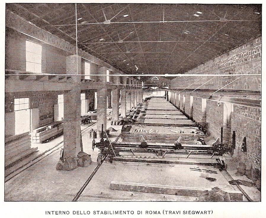 1908 interno stabilimenro Roma Travi Seigmart